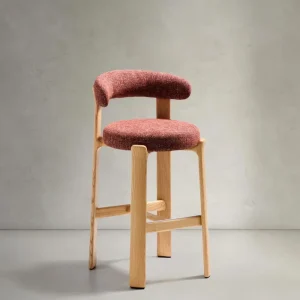 Sgabello granito realizzato terracotta<tc>ott</tc>ciniglia color e legno massello di frassino con F color naturale