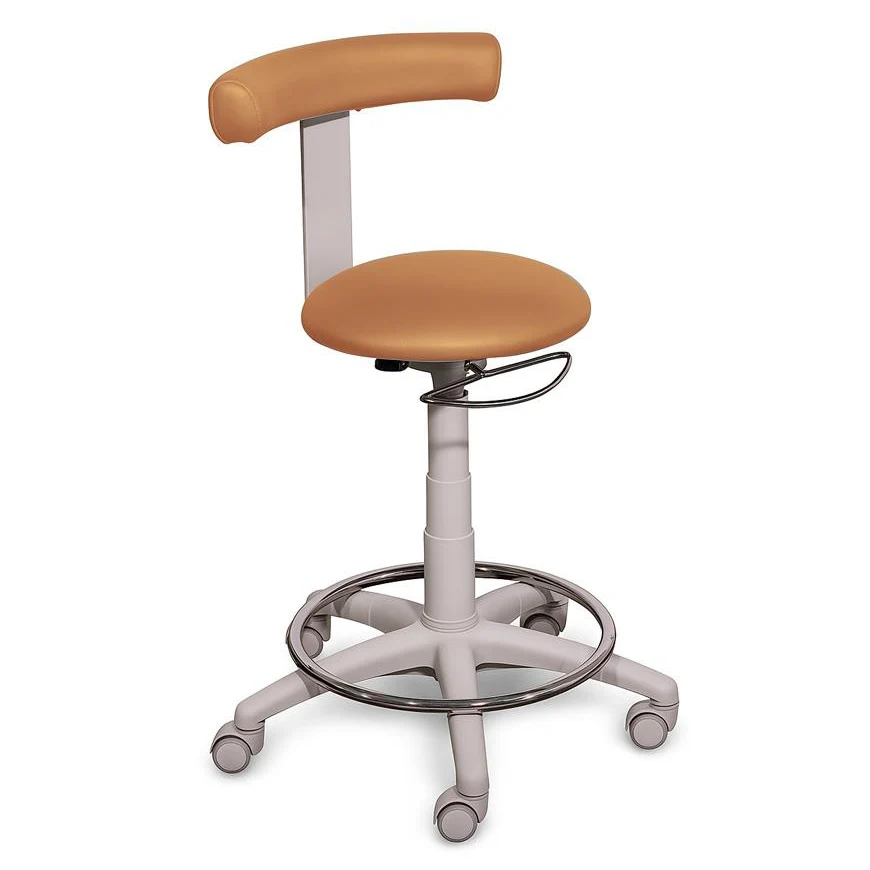 Sgabello GYNEX con sedile imbottito e anello poggiapiedi - acciao elevabile gas