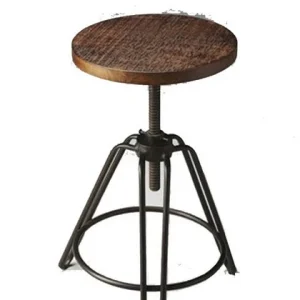 Sgabello industrial legno e ferro cm 42x42x50h