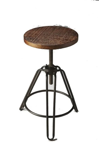 Sgabello industrial legno e ferro cm 42x42x50h