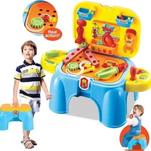 Sgabello Kit Attrezzi Da Lavoro Per Bambini Sediolina Portatile Con Accessori