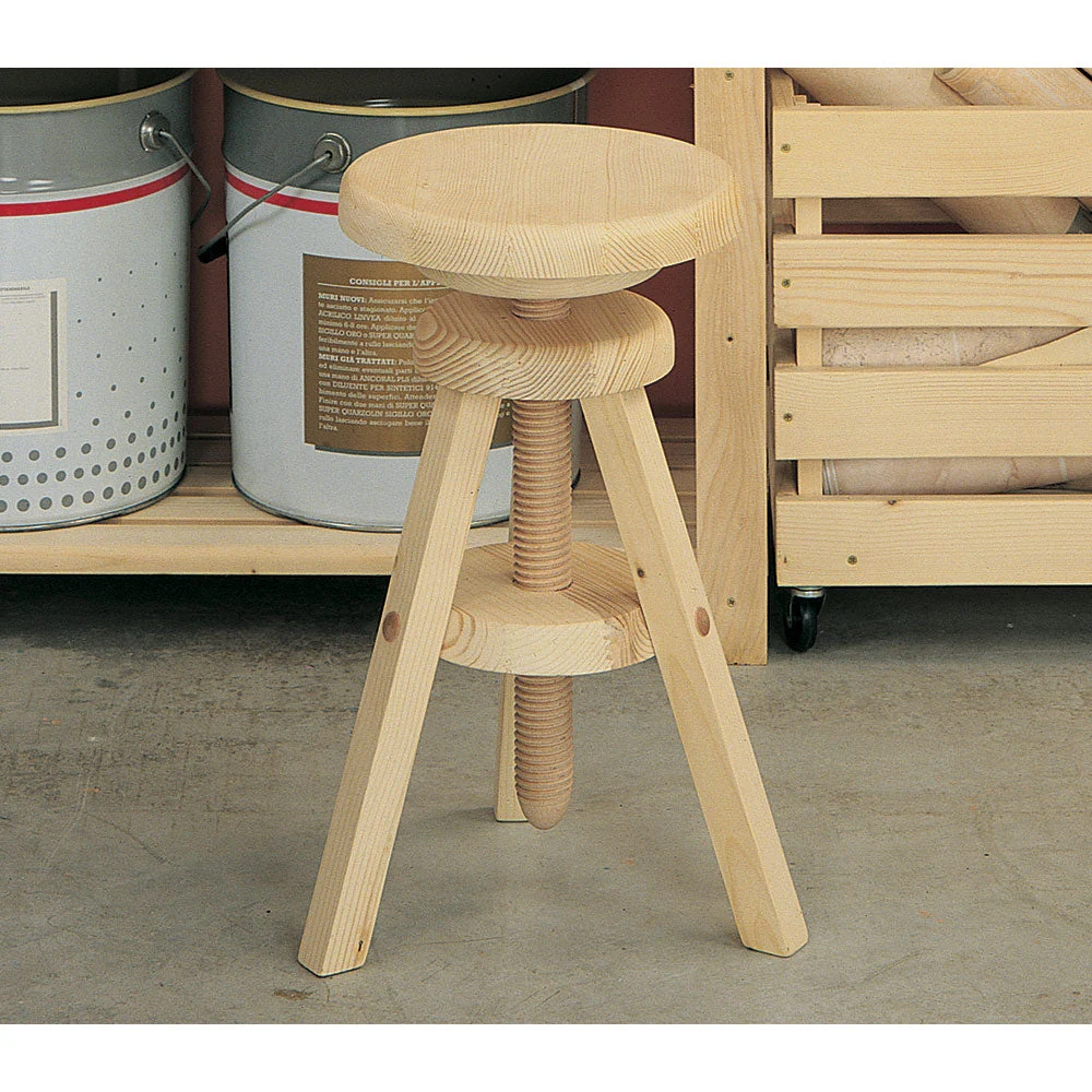 Sgabello Legno Abete Grezzo Fumer Spiro