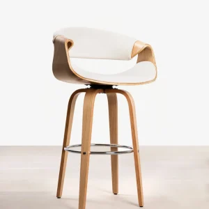 Sgabello legno e similpelle Binsa