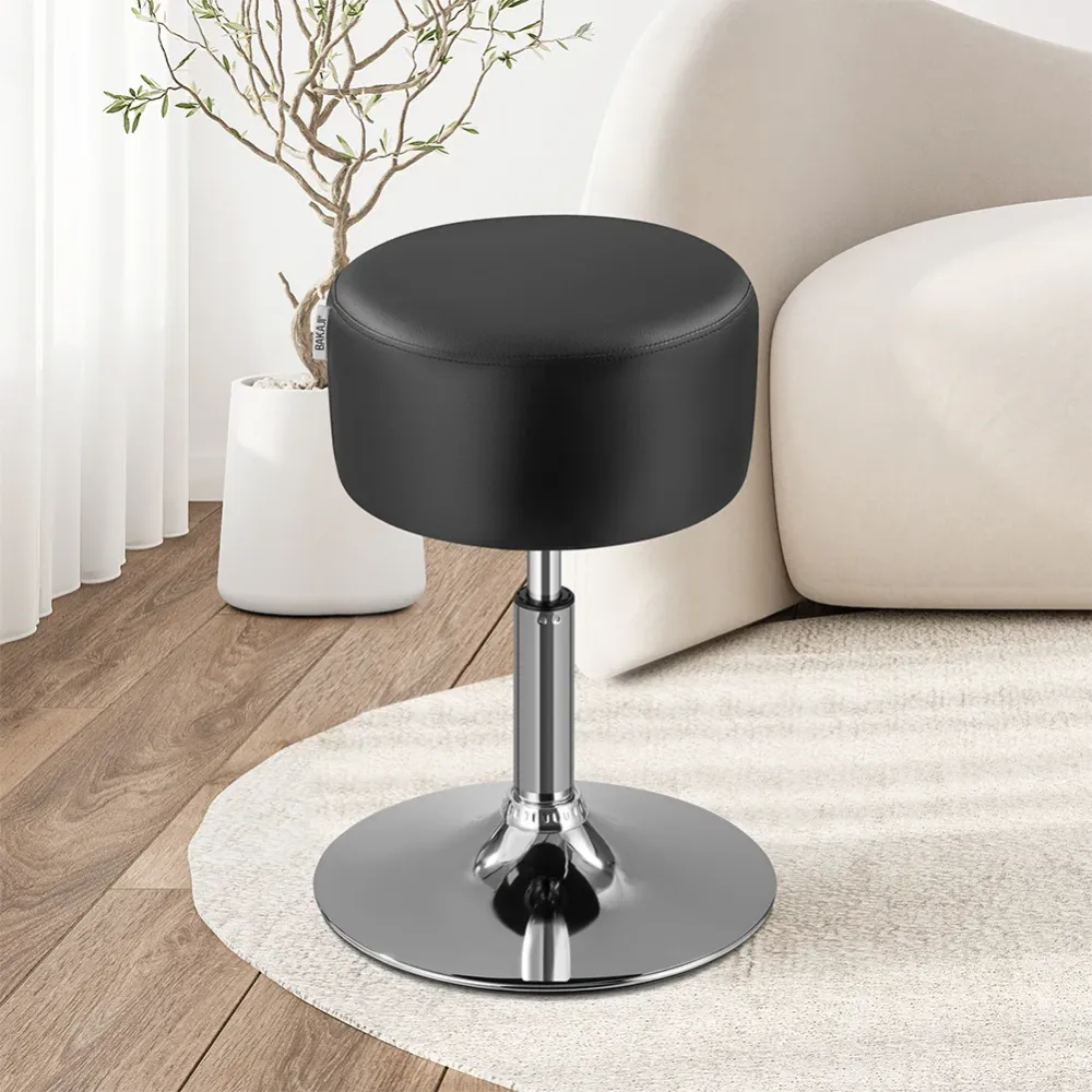Sgabello Make Up Toeletta Seduta Comoda Sgabellino Rotante Nero Portata 130kg