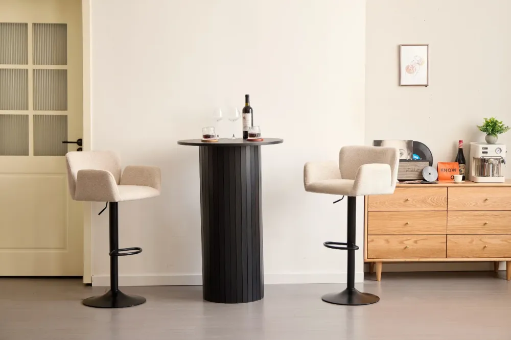 Sgabello Melody - tessuto beige con altezza regolabile e funzione girevole