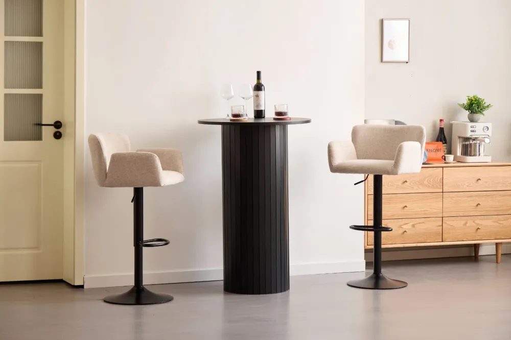 Sgabello Melody - tessuto beige con altezza regolabile e funzione girevole