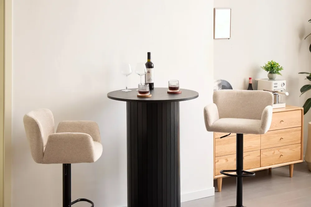 Sgabello Melody - tessuto beige con altezza regolabile e funzione girevole