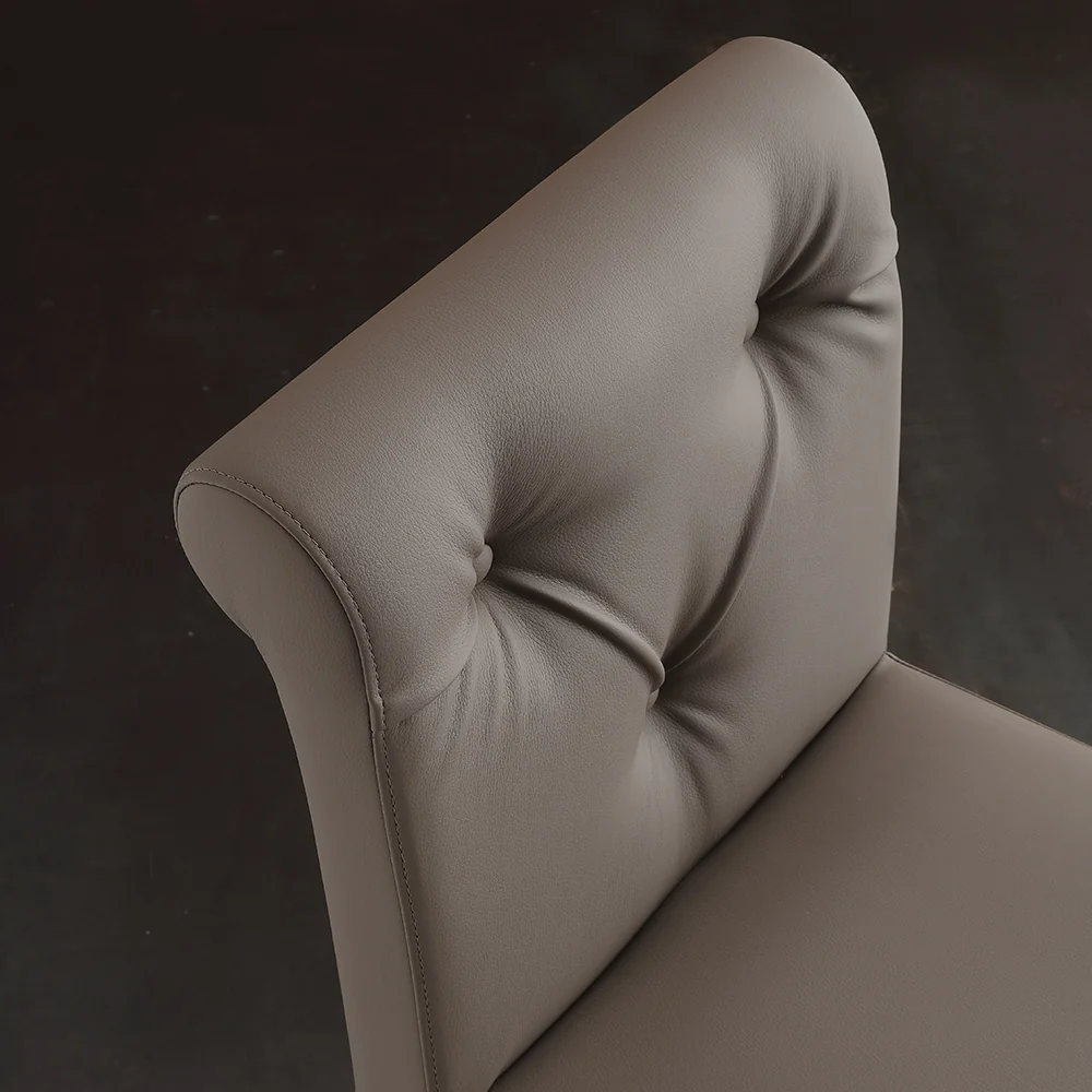 Sgabello moderno alto con schienale imbottito ecopelle soft cm 41x50x105h