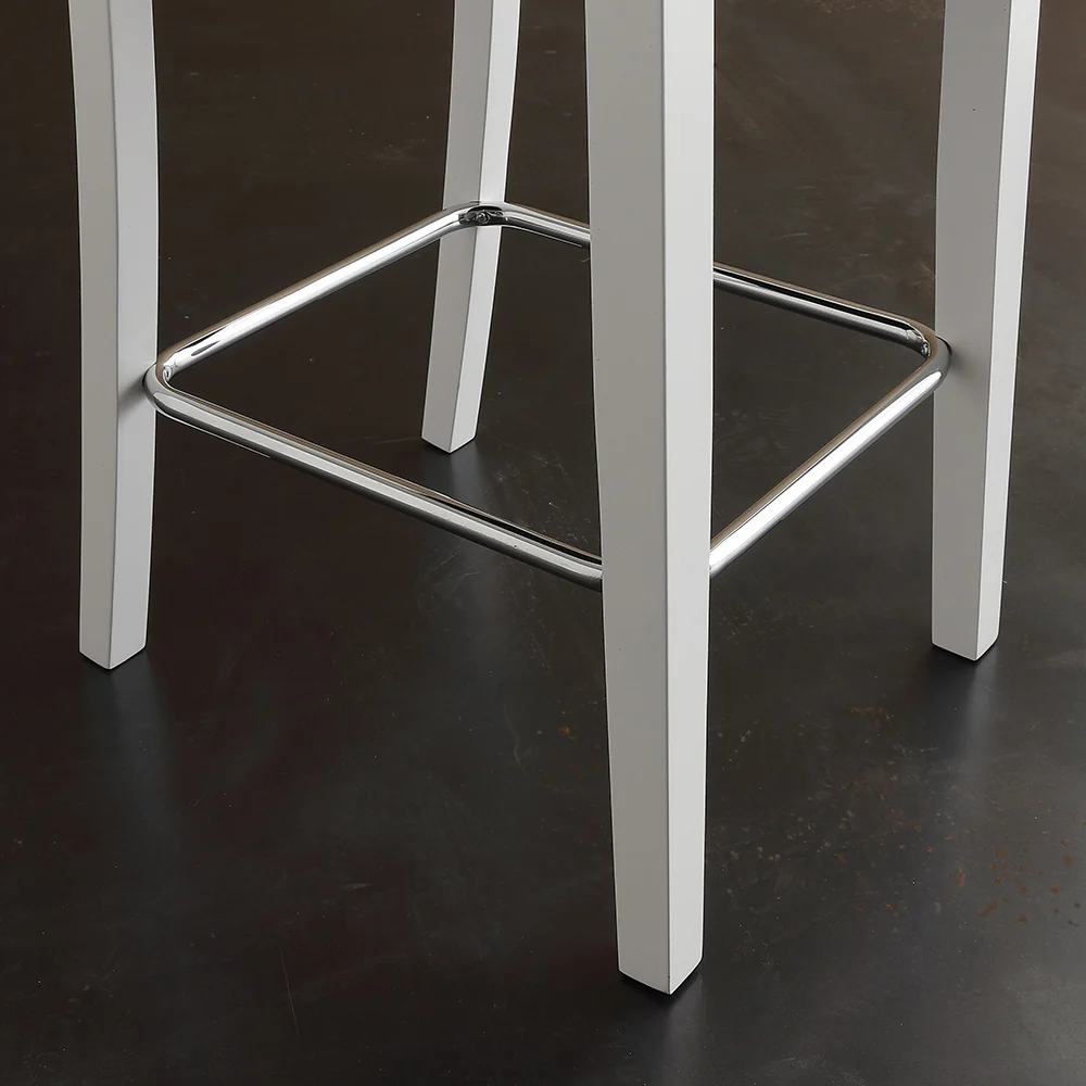 Sgabello moderno alto con schienale imbottito ecopelle soft cm 41x50x105h