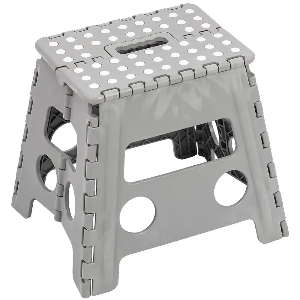 Sgabello Multiuso Pieghevole Clic-Clac 30x22x32 Plastica Richiudibile Grigio