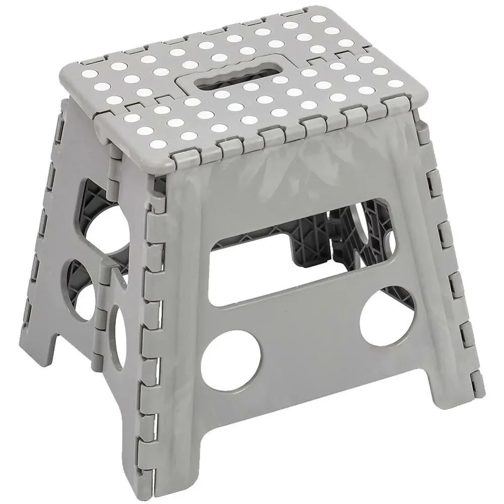 Sgabello Multiuso Pieghevole Clic-Clac 30x22x32 Plastica Richiudibile Grigio