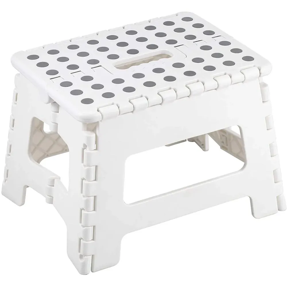 Sgabello Multiuso Pieghevole Clic-Clac Plastica Richiudibile 30x22cm Bianco