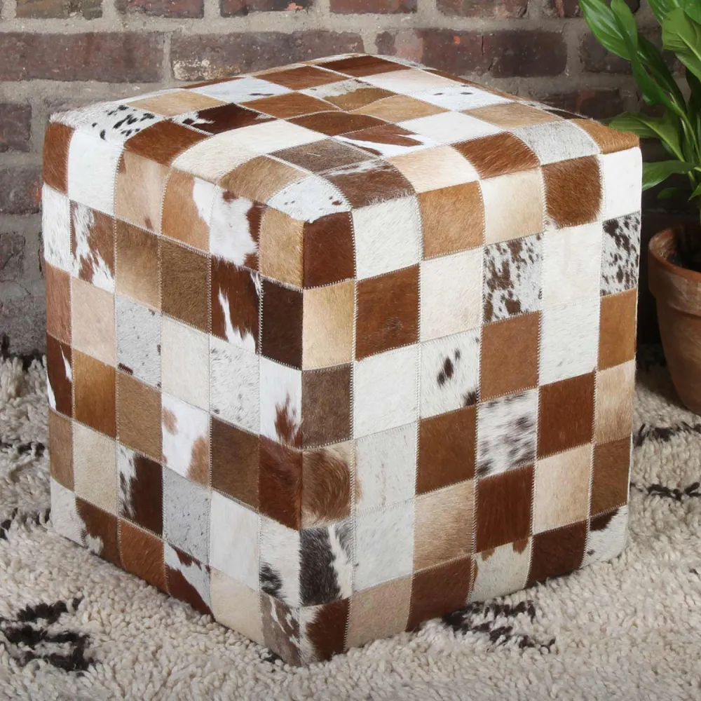 Sgabello pelliccia patchwork Jaspal