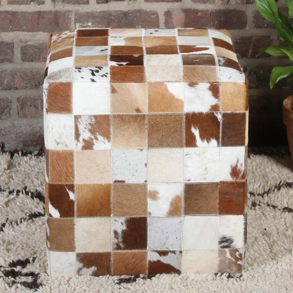 Sgabello pelliccia patchwork Jaspal