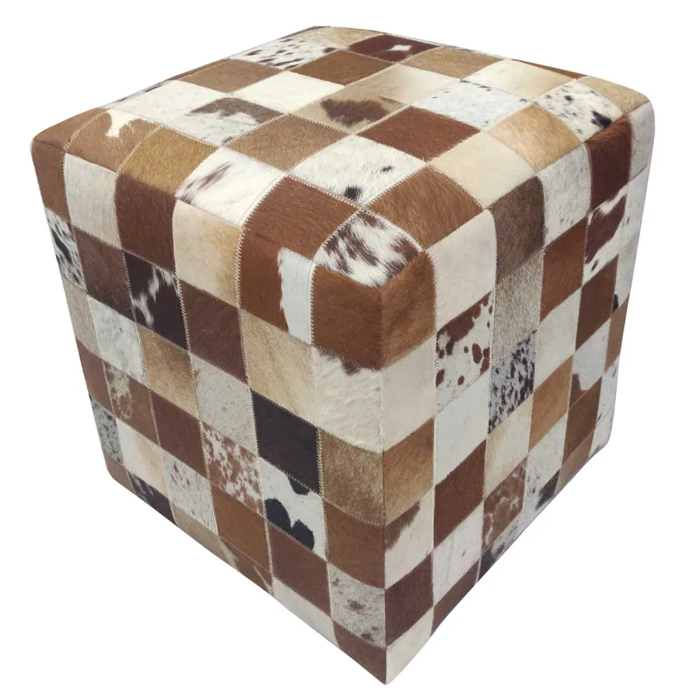 Sgabello pelliccia patchwork Jaspal