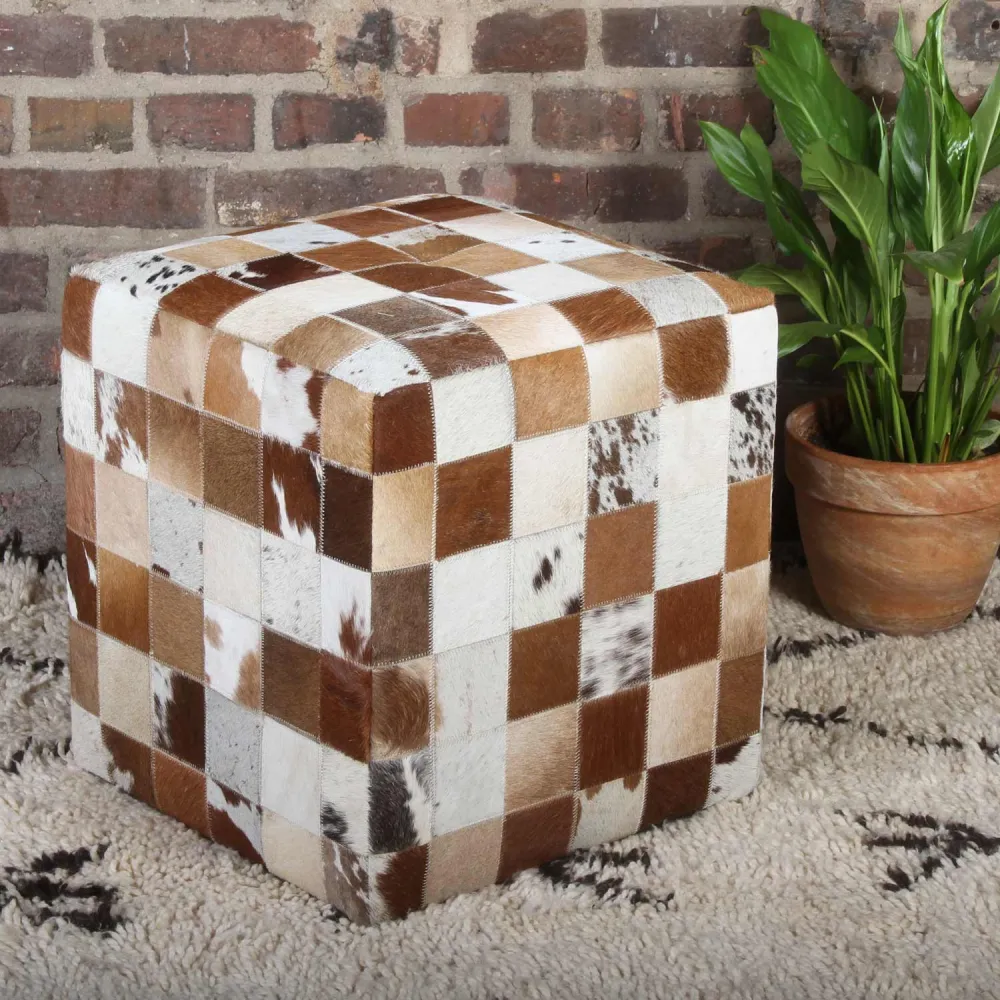 Sgabello pelliccia patchwork Jaspal