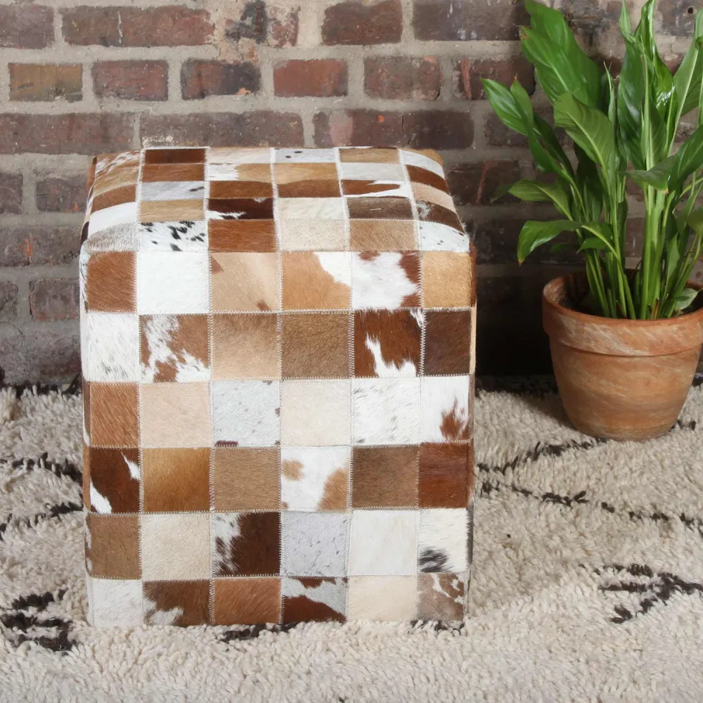 Sgabello pelliccia patchwork Jaspal