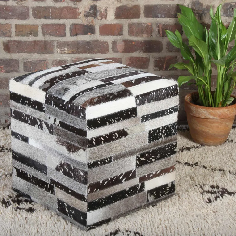 Sgabello pelliccia patchwork Rinara