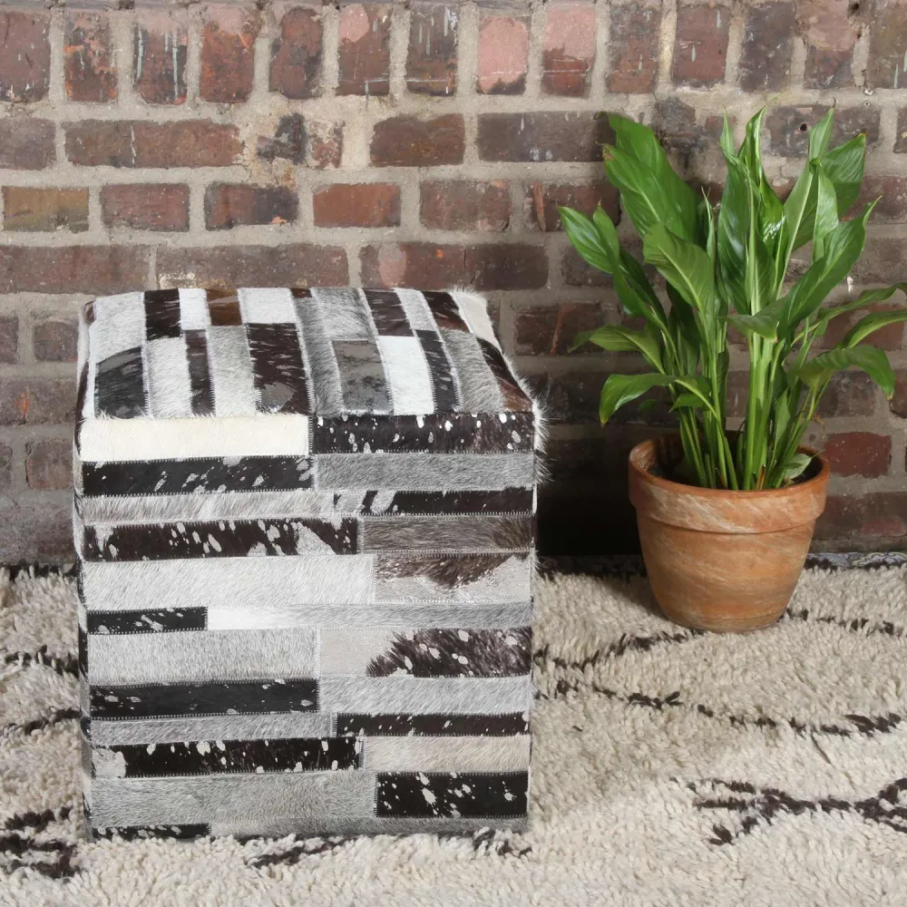 Sgabello pelliccia patchwork Rinara