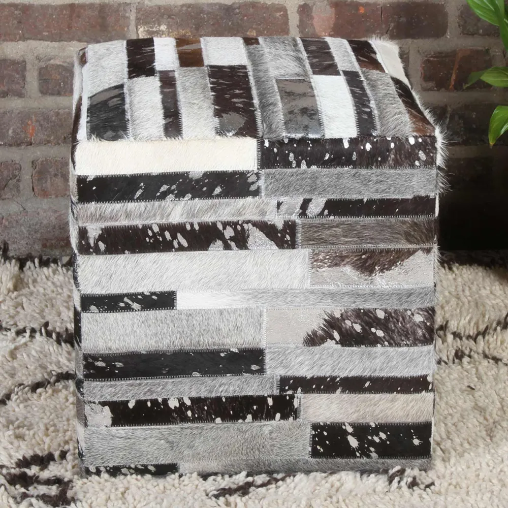 Sgabello pelliccia patchwork Rinara