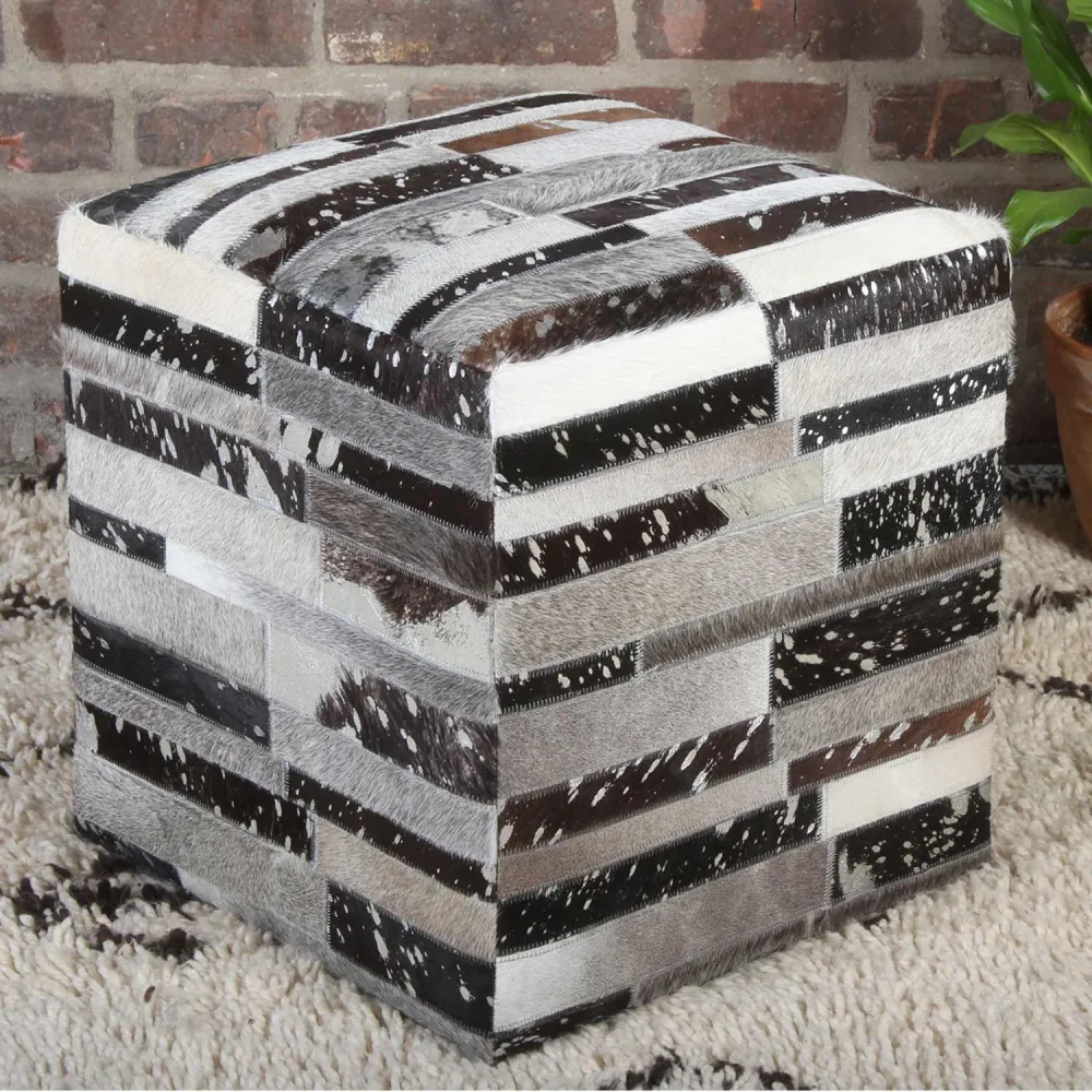 Sgabello pelliccia patchwork Rinara