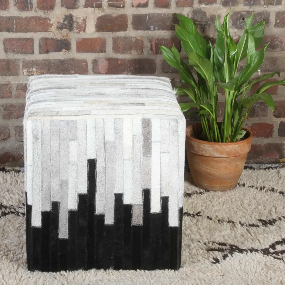 Sgabello pelliccia patchwork Sunil