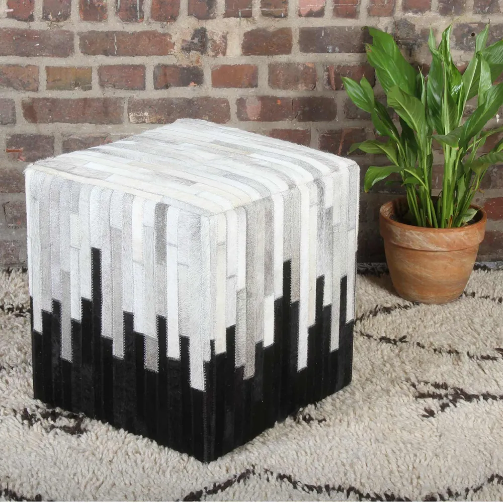 Sgabello pelliccia patchwork Sunil