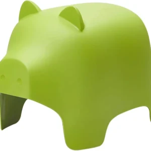sgabello per bambini | feci animali | Disegno del maiale | Verde | KMB14-GR