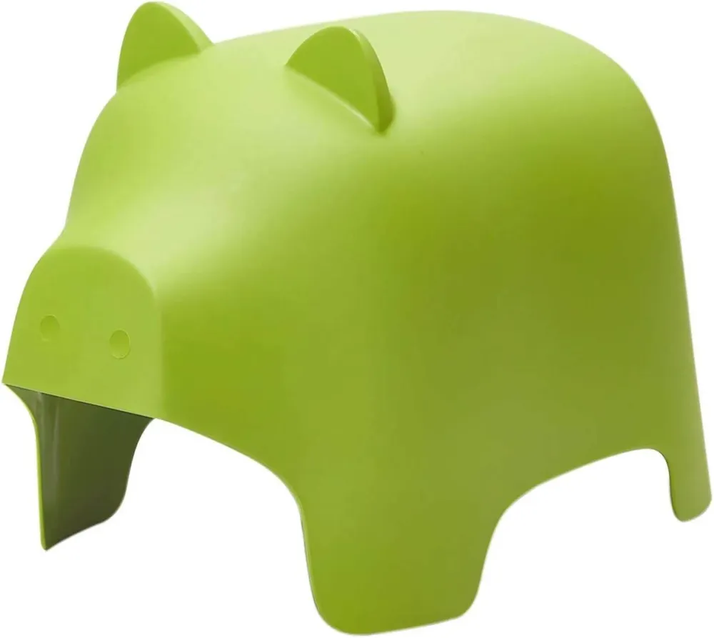 sgabello per bambini | feci animali | Disegno del maiale | Verde | KMB14-GR