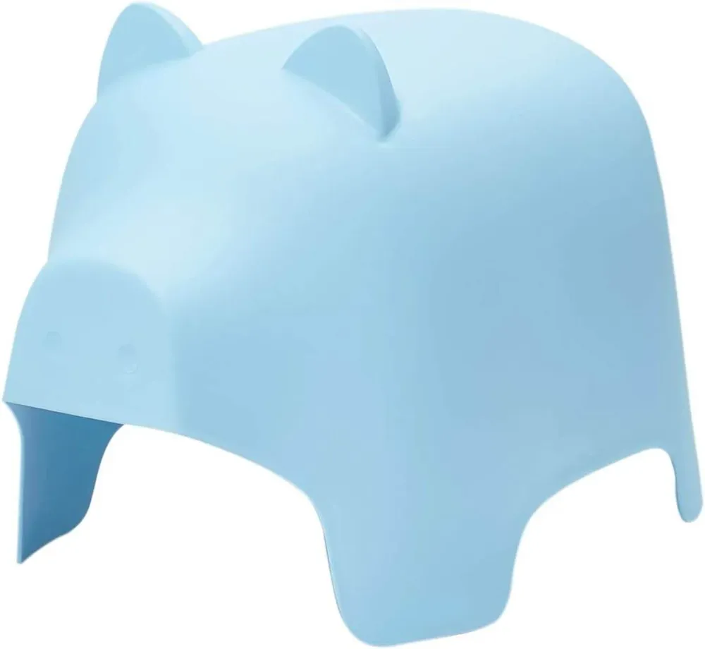 sgabello per bambini | feci animali | Disegno del maiale | Blu | Modello KMB14-B