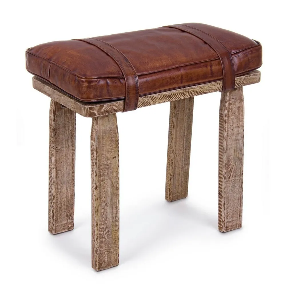 Sgabello per interno "Charleston" Struttura Legno Di Mango, 54 x 30 x 53 h cm