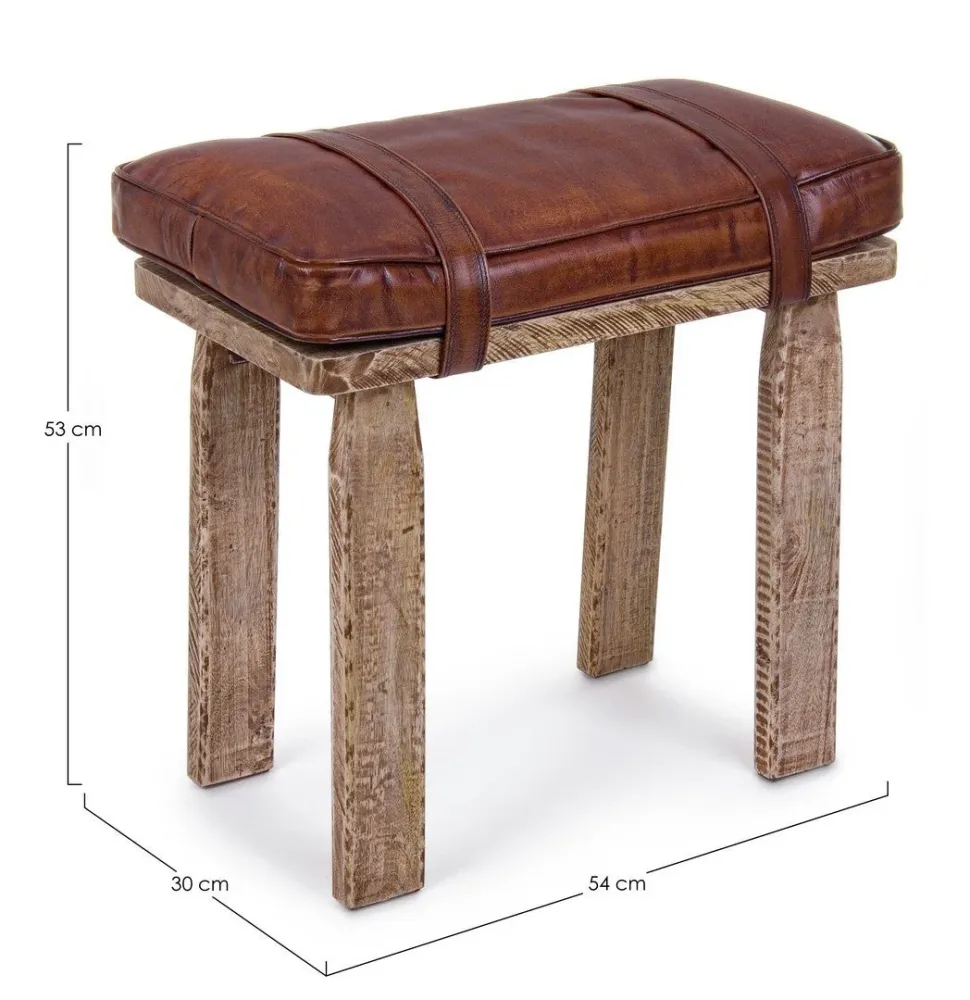 Sgabello per interno "Charleston" Struttura Legno Di Mango, 54 x 30 x 53 h cm