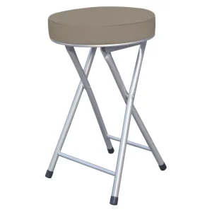 Sgabello pieghevole metallo e similpelle grigio scuro, 30xh.50 cm - Casa Collection