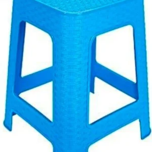 Sgabello Plastica Rattan Azzurro H 45,5 Cm Sedia Complemento D'arredo Casa