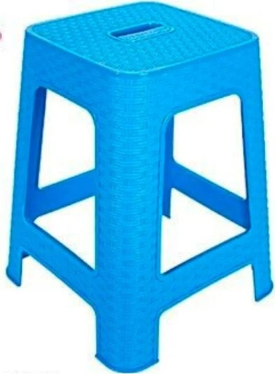 Sgabello Plastica Rattan Azzurro H 45,5 Cm Sedia Complemento D'arredo Casa