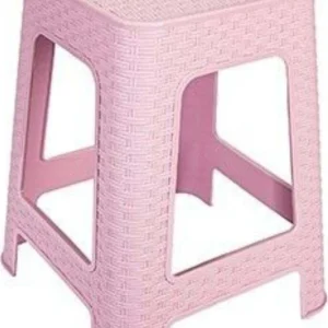 Sgabello Plastica Rattan Rosa H 45,5 Cm Sedia Complemento D'arredo Per Casa
