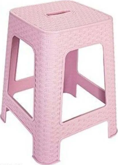 Sgabello Plastica Rattan Rosa H 45,5 Cm Sedia Complemento D'arredo Per Casa