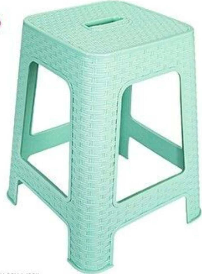 Sgabello Plastica Rattan Verde Acqua H 45,5 Cm Sedia Complemento D'arredo