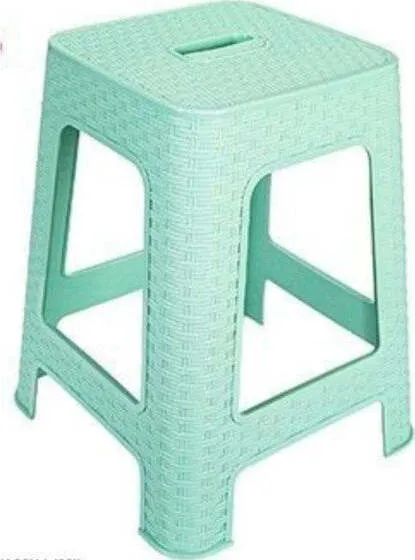 Sgabello Plastica Rattan Verde Acqua H 45,5 Cm Sedia Complemento D'arredo