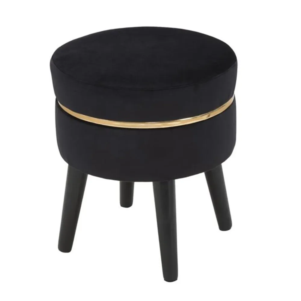 Sgabello poliestere gambe legno colore nero per interni