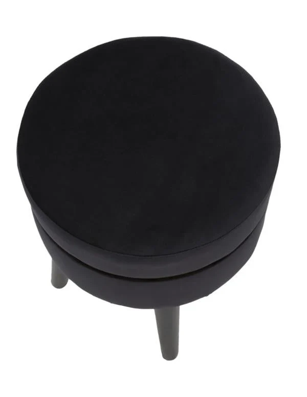 Sgabello poliestere gambe legno colore nero per interni