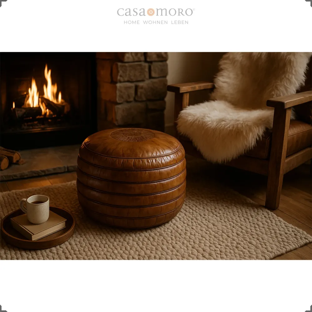 Sgabello pouf - pelle