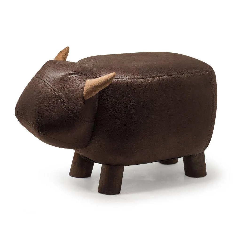 Sgabello Pouf Poggiapiedi per Bambini 50x23x27 cm Bisonte Marrone Divina Home