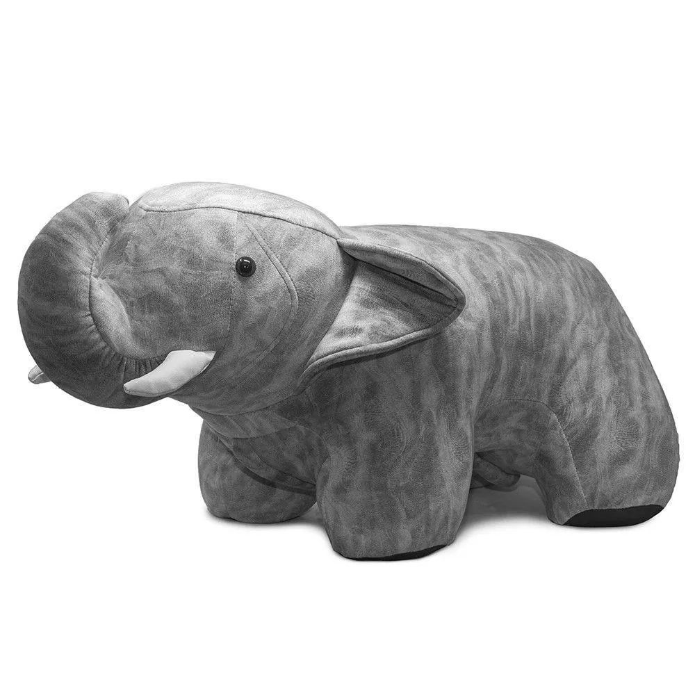 Sgabello Pouf Poggiapiedi per Bambini 77x36x34 cm Elefante Big Grigio Divina Home