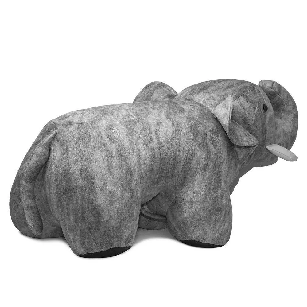 Sgabello Pouf Poggiapiedi per Bambini 77x36x34 cm Elefante Big Grigio Divina Home