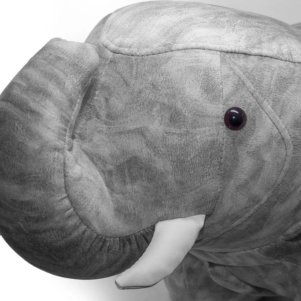 Sgabello Pouf Poggiapiedi per Bambini 77x36x34 cm Elefante Big Grigio Divina Home