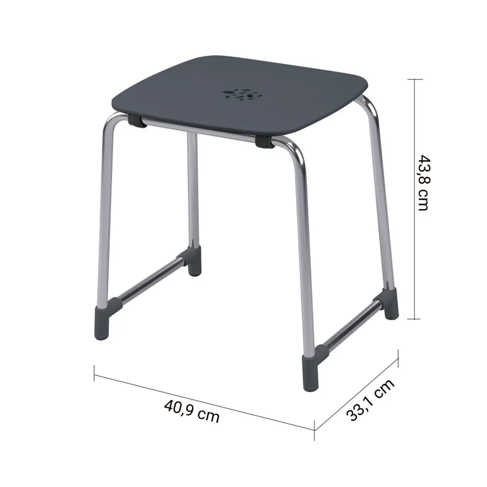 Sgabello Prima Classe di Gedy Alluminio e ABS - Antracite/Cromato