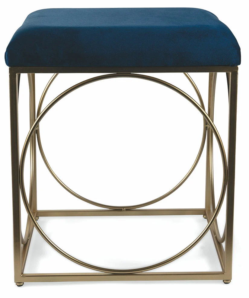Sgabello Quadrato 40x40x46 cm Ferro e Velluto Soriani Blu
