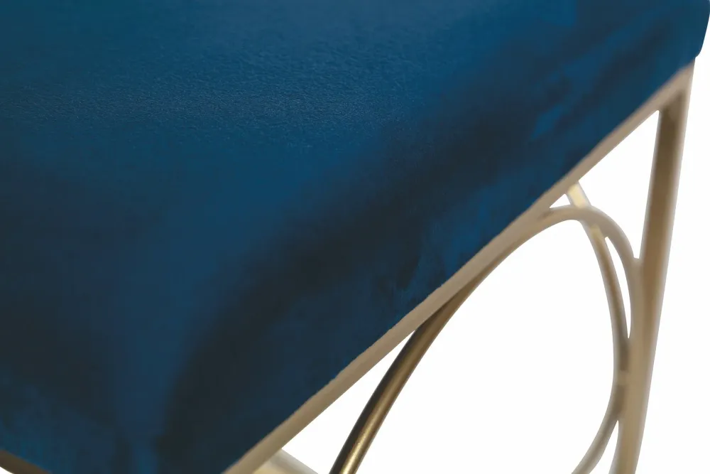Sgabello Quadrato 40x40x46 cm Ferro e Velluto Soriani Blu
