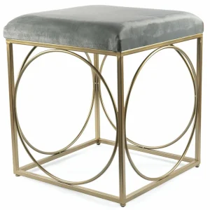 Sgabello Quadrato 40x40x46 cm Ferro e Velluto Soriani Grigio